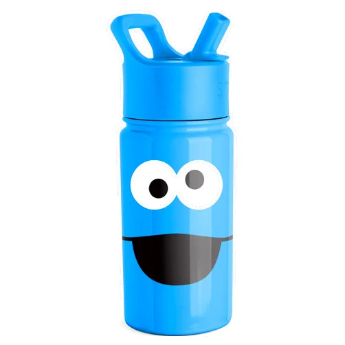 Simple Modern Sesame Street Cookie Monster Kids Water Bottle with Straw Lid | Insulated Stainless Steel Reusable Cup for Toddlers, School | Summit Collection | 14oz, Cookie Monster Big Face