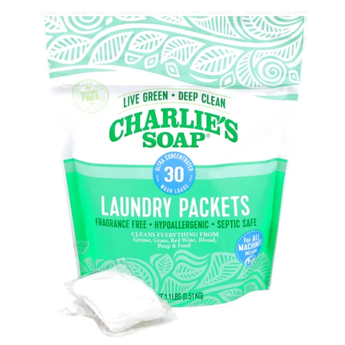 Charlie's Soap Charlie’s Soap – Fragrance Free Powdered Laundry Detergent Packets – 30 Pods (1 Pack)…
