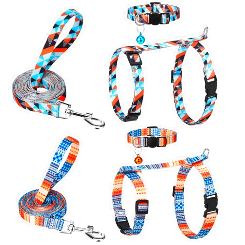 Guiqulai 2 Pack Cat Harness and Leash Set, Escape Proof Adjustable Kitten Harness with Leash Collar Lightweight Soft and Comfortable for Small Medium Cats Walking and Travel