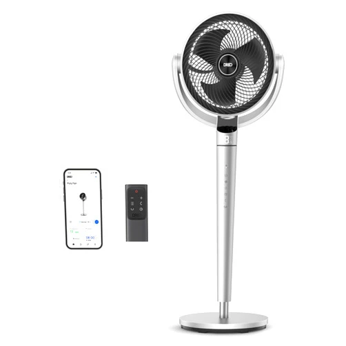 Dreo Pedestal Fan with Smart Control, 43'' Inches, 150°+120° Omni-Directional Oscillating Quiet Fans for Bedroom, 110ft Circulator Fan with DC Motor, 9 Speeds, 6 Modes, 12H Timer, Wi-Fi/Voice/Alexa