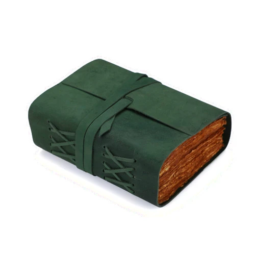 Fausta Flap Vintage Handcrafted Leather Journal for Writing, 240 Pages 7 x 5 inches Deckle Edge Cotton Paper Notebook 150 GSM Book of Shadows Journal Blank, Sketchbook for Calligraphy, Hunter Green
