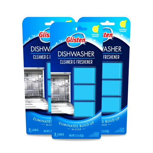 Glisten Dishwasher Cleaner and Freshener Deodorizer, Cleans and Freshens During Wash Cycle, Lemon Scent, 9 Tablets