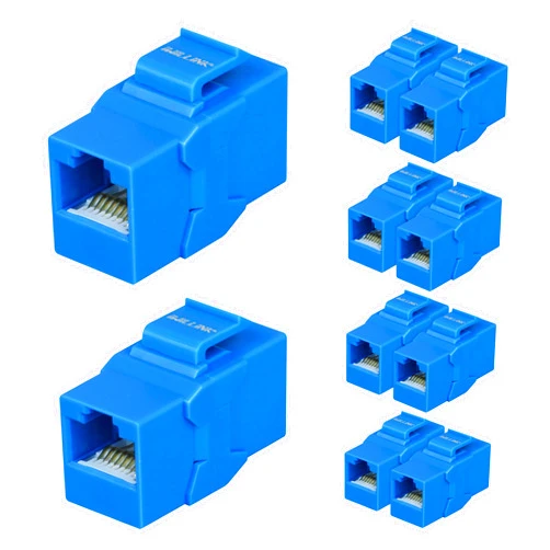 iwillink Cat6 RJ45 Keystone Jack Coupler, Female to Female UTP Keystone Inline Coupler, 10-Pack Blue