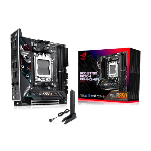 ASUS ROG Strix B850-I Gaming WiFi AMD AM5 B850 Mini-ITX mITX Motherboard 10+2+1 Stages, DDR5, 2.5G LAN, WiFi 7, 2X M.2, PCIe® 5.0 x16, USB 20Gbps Type-C®, AI Overclocking, AI Networking II, Aura Sync