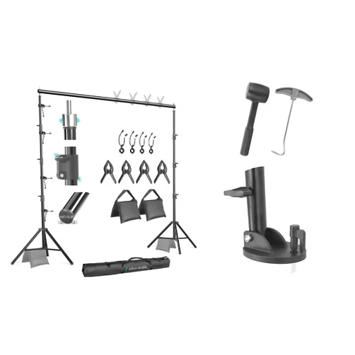 JS JULIUS STUDIO Julius Studio [Enhanced Heavy Duty] 10 x 10 ft. (W x H) Backdrop Stand Background Support System Accessory Kit / [6 Pack] Backdrop Stands Outdoor Shoe Mount Foot Pad Bundle