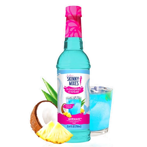 Jordan's Skinny Mixes Sugar Free Syrup, Mermaid Flavor, Fruit Flavored Water Enhancer, Drink Mix for Ice Tea, Lemonade & More, Zero Calorie Flavoring, Keto Friendly, 25.4 Fl Oz, 1 Pack