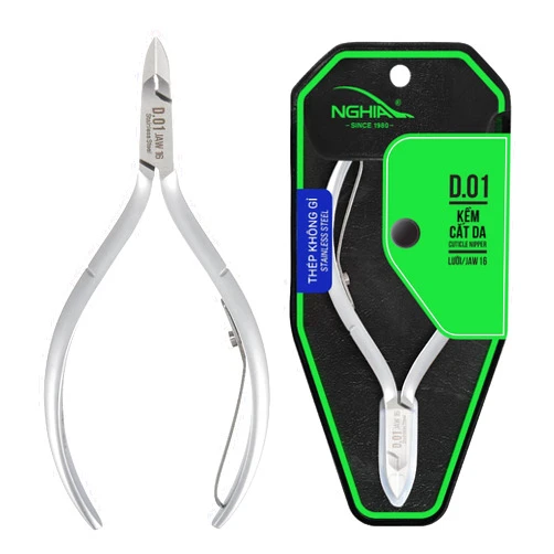 Kem Nghia NGHIA Cuticle Nipper - D-01 (Stainless Steel) | Premium Quality for Nail Care | Durable and Sharp | Ergonomic Design | Grey Plated | Ideal for Salons and Home Use