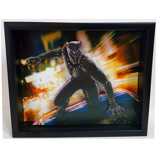 Handmade Black Panther T'CHalla Marvel Superhero Frame 3D Picture Art Movie