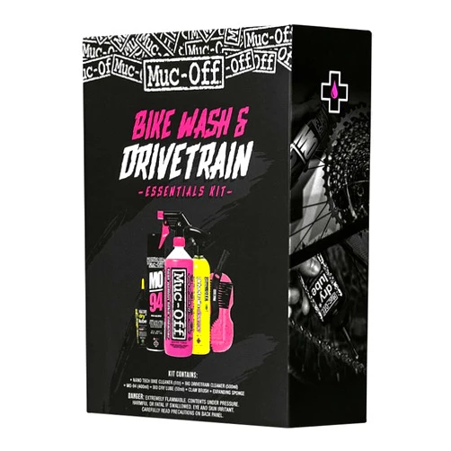 Muc-Off Bike Wash & Drivetrain Essentials Kit - Perfect to Clean, Protect Your Bicycle Drivetrain - Includes Cleaner, Lube and More