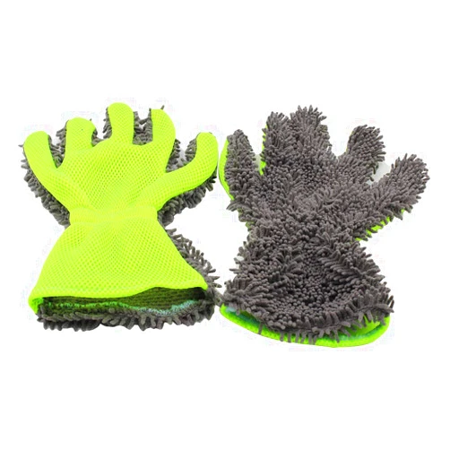 BokWin 2-Pack Car Wash Mitt Scratch Free, 5-Finger Microfiber Wash Mitts, Car Interior Exterior Cleaning Gloves, Auto Chenille Washing Sponge Kits for Cleaning Wheel Tight Spot
