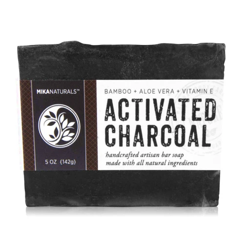 MIKA NATURALS Activated Charcoal & Aloe Vera Bar Soap for Face, Body, Acne, Blackheads, Eczema, Psoriasis | All-Natural Cleansing, Detoxifying Soap for Troubled Skin | Palm Oil Free | Handmade (5
