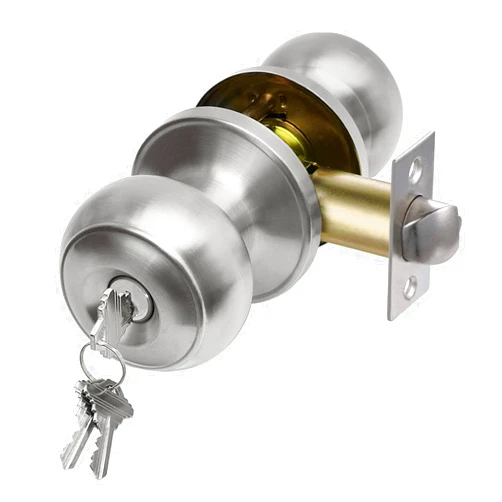 CML Hardware Keyed Entry Door Knob Set, Entrance Door Lock in Solid Stainless Steel for Exterior and Interior, Round Ball Handle, 1 Pack