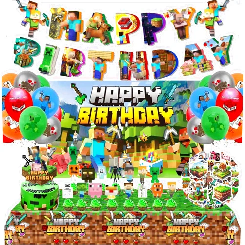 Generic 146 Pcs Birthday Decoration, Party Supplies Set - 24 Cake Toppers, 18 Balloons, 1 Happy Birthday Banner, 1 Happy Birthday Back Ground Cloth, 103 Stickers, 1 Large Cake Toppers, 1 Table Cloth
