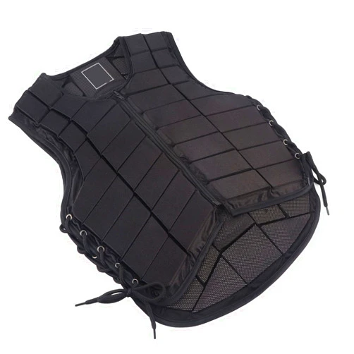 SOFW Equestrian Protective Black Vest Protector, Horse Riding Vest One Piece Armor with Extended Padding for Adults Boys Girls Children for Unisex(M)