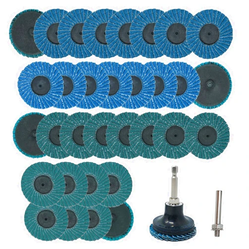 Cettkowns 32 Piece 2-Inch Flap Discs Set with 1/4 Shank Disc Holder and T27 Zirconia Flat 36/60/80/120 Grit Grinding Wheels for Die Grinder Rotary Tool Cleaning Welds Rust Zirconia Alumina