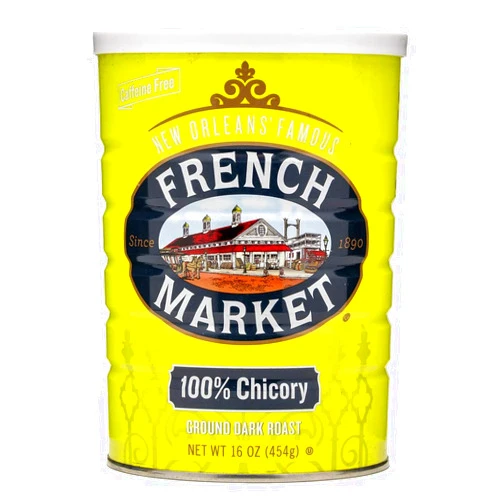 French Market 100% Pure Ground Dark Roast Chicory, Caffeine Free, 16oz Can (Pack of 1)