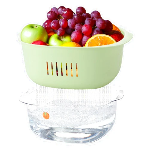 Bigmeta 8 Quart Kitchen Colanders Bowl Set, 2 in 1 Double Layered Fruit Vegetable Washing Food and Bath Toy Strainers Storage Container Basket, BPA Free, Green
