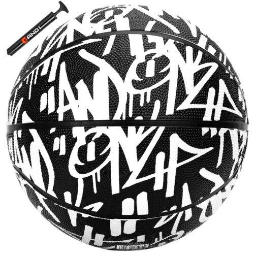AND1 Street Ink 27.5 Basketball : Youth Sized Rubber Streetball for Indoor and Outdoor Use, Deep Channel Construction and Durability, Ideal for Boys and Girls Ages 9-11, Includes 10” Pump