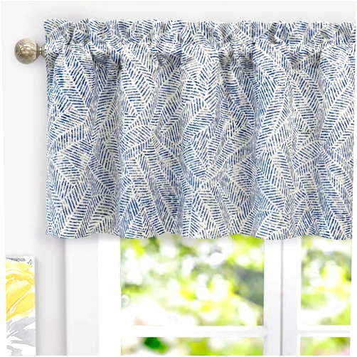 DriftAway Farmhouse Linen Lined Valance Double Layer Thermal Insulated Room Darkening Blackout Window Valances 3 Inch Rod Pocket Striped Kitchen Valance for Bathroom Single 52 x 18 Inch Roman Navy