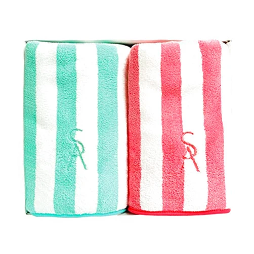 SUSISANG Cationic Stripe Bath Towels for Women and Children, Super Soft, Super-Absorbent, 2 Piece Bath Towel Set (Dynamic)