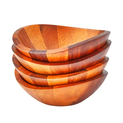 nambe Braid Salad Bowls | Set of 4 | Individual Vegetable Prep Bowls | Serve Condiments, Dip, Sauce, Nuts, Olive, Salsa | Made of Acacia Wood | Designed by Sean O’Hara