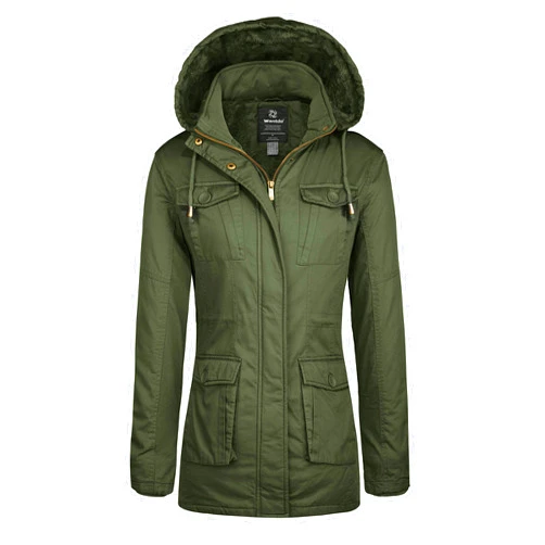 wantdo Women's Winter Parka Coat Sherpa Lined Warm Cotton Jacket with Removable Hood