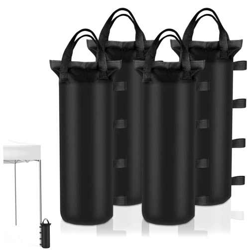 PEASUG 4 Sand Bags for Weight, Heavy Duty Sandbags for Canopy Legs, Extra Large Pop Up Tent Weights, Canopy Weight Bags for Gazebo, Outdoor Sun Shelter, Umbrella - Black, 6