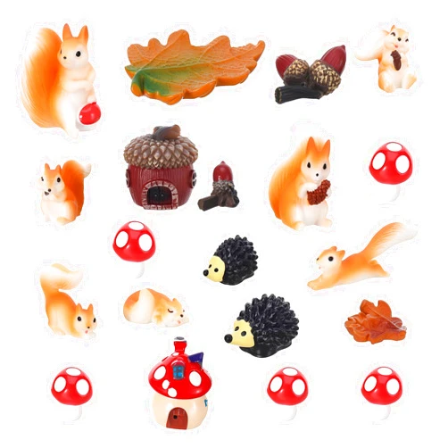 GGSTDDUP 20Pcs Mini Resin Squirrel Figurines Miniature Squirrel Figures Tiny Fall Resin Squirrels Fairy Garden Accessories for Outdoor Landscape Garden Lawn Pot DIY Cake Decor