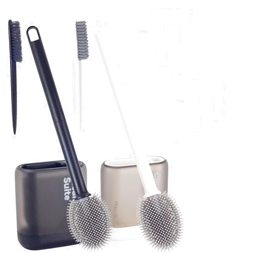 Dekukar Toilet Brushes and Holders Set, Toilet Bowl Brushes Cleaner & Holder for Bathroom, Extra Mini-Brush for Hard to Reach Areas, Space Saving Toilet Scrubber, Floor Standing/Wall Mounted