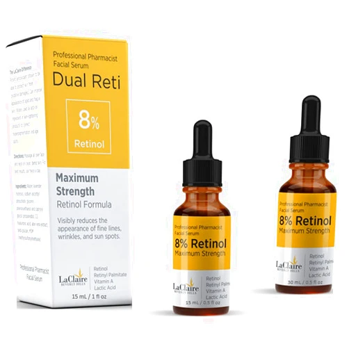 LaClaire 8% Retinol Complex Serum - Best Retinol Serum for Wrinkle Repair & Hyperpigmentation Treatment, Vitamin A Serum, Best Retinol Serum, Retinol Serum, Retinol super strength Bundle 15mL & 30mL