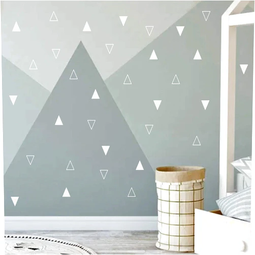 The Boho Design Tribal Triangles Wall Decals Peel and Stick for Kids, Baby Bedroom Nursery and Living Room, Vinyl Wall Stickers Decor (White)