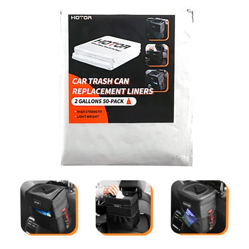 HOTOR Car Trash Bags, Liner Refills (50-Pack), (Trash Can is not Included)