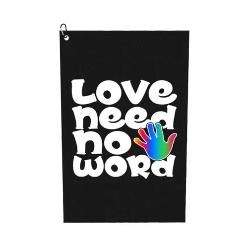 FDRTGHY Love Need No Woed Golf Towel for Men Women Golf Towels for Golf Bags with Carabiner Clip 24 x 16 in Waffle Pattern Golf Towel Super Absorbent