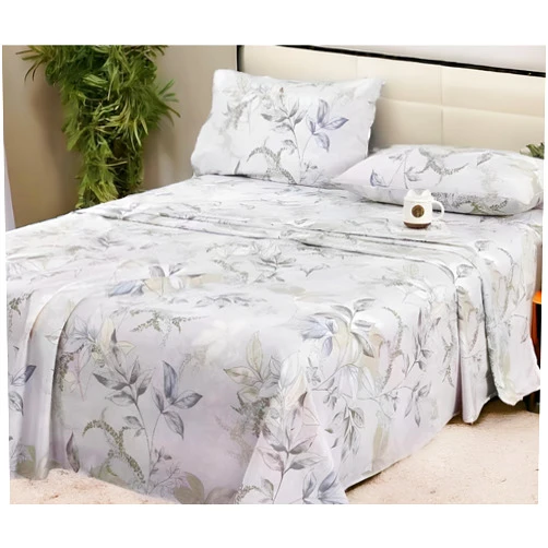 Essina Queen Sheet Set – 4-Pcs Cotton Sheets Set – Deep Pocket Fitted Sheet, Flat Sheet, 2 Pillow Cases – 620 Thread Count – Soft Queen Sheet Set – Breathable Cotton Bed Sheets – Rainforest