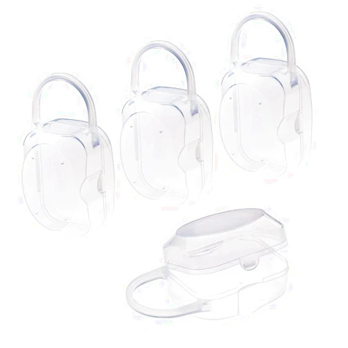 Accmor Pacifier Case, Pacifier Holder Case with Handle, BPA Free Universal Pacifier Container Box for Travel, Transparent, 4 Pack