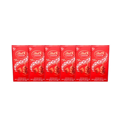 JÁCLER Lindt LINDOR Milk Chocolate Truffle Bar, Milk Chocolate Candy with Smooth, Melting Truffle Center, Great for gift giving, 3.5 oz. Bar (6 Pack)