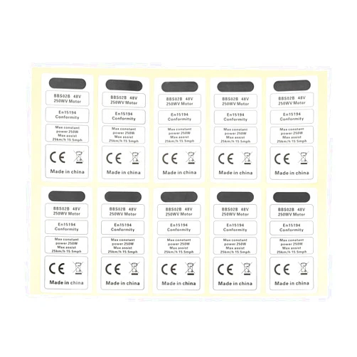 eMagTech 10pcs Mid Drive Motor Sticker 48V 250W Motor Waterproof Sticker Decal 70x35mm Motor CE Label Tags Compatible with BBS02B BBS01B