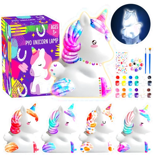 Goody King Goodyking Paint Your Own Unicorn Lamp Art Kit, DIY Night Light, Arts & Crafts, Painting Kit for Kids Ages 8-12, Art Supplies Birthday Party Holiday Unicorns Gift for Teens Girls Boys Age 3 4 5 6 7 8+