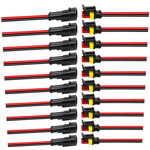 BFXM 10Pcs Car Waterproof Electrical Connector, 2 Pin Connector, 18 AWG 2 Wire Waterproof Connector, Car Electrical Connectors for Automobiles, Trucks, Boats, Motorcycles and Other Electrical Connections