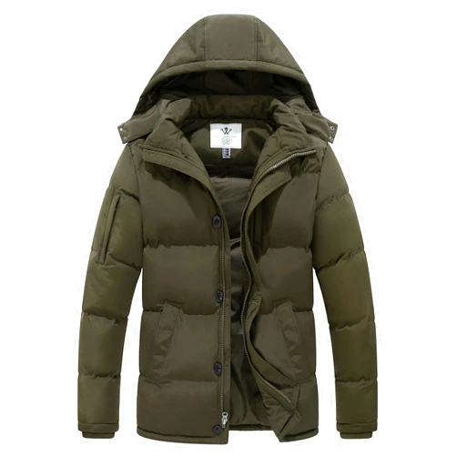 WenVen Men's Warm Puffer Jacket Thicken Padded Winter Coat with Detachable Hood
