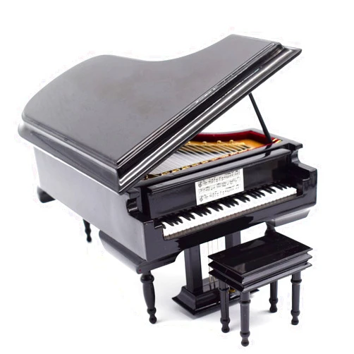 SHTWX Mylifestyle Piano Music Box with Bench and Black Case Musical Boxes Gift for Christmas/Birthday/Valentine's Day, Melody Castle in The Sky