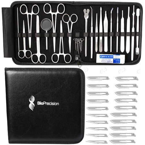 BioPrecision Advanced Dissection Kits - 46 or 33 Piece German Stainless Steel Instruments for College, Medical & Veterinary or Middle and High School Students - Complete Anatomy Lab Tools Surgical-Grade