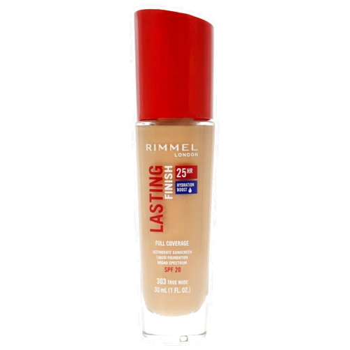 Rimmel London Lasting Finish 25HR - 303 True Nude - Foundation, 25-Hour Wear, Full Coverage, Waterproof, 1oz