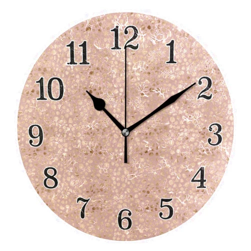 KLL Clock Smalldots_Rosegold_calaminepaper Round Wall Clocks Simple Wall Clock Silent for Decorative Living Room 10Inch Black