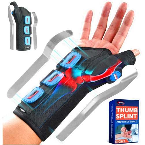 FEATOL Carpal Tunnel Wrist Brace Night Support, Wrist and Thumb Brace for Dequervain's Tenosynovitis, Tendonitis, Arthritis, Thumb Spica Splint Right Hand-Medium/Large-Women and Men