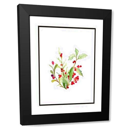 ArtDirect Holly Branches I 20x23 Black Modern Wood Framed with Double Matting Museum Art Print by Loreth, Lanie