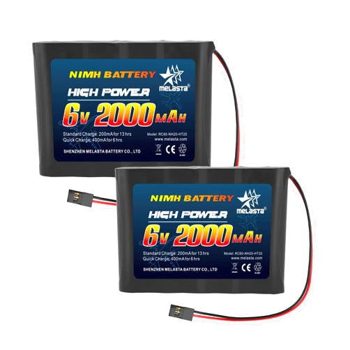 melasta RC Receiver Battery 6V 2000mAh Rechargeable NiMH Receiver RX Batteries Pack Compatible with Futaba RC Airplane Servo Controller Hitec Connectors for RC Airplanes/RC Aircrafts (2-Pack)