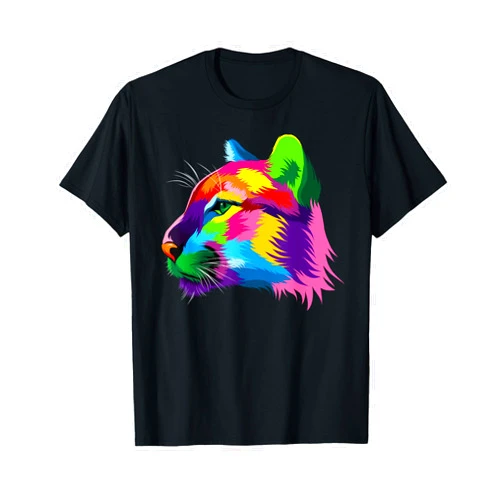 Colorful Head Puma Tigers Gifts Puma Head Colorful Art Animals Watercolor Painting Tigers T-Shirt