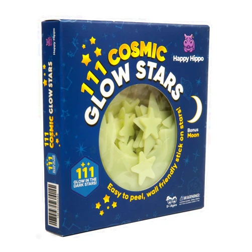 Happy Hippo 111 Glow in The Dark Stars for Ceiling with Bonus Moon (111-Pack) Christmas Stocking Stuffers for Kids, White