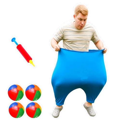 Generic Granny Pants Yard Game, Big Outdoor Party Game, Super Gaint Pants Challenge Games with 4 Bouncy Balls & 1 Pump, Fun Backyard Activity for Adults, Team Relay Family Reunion Field Games Set
